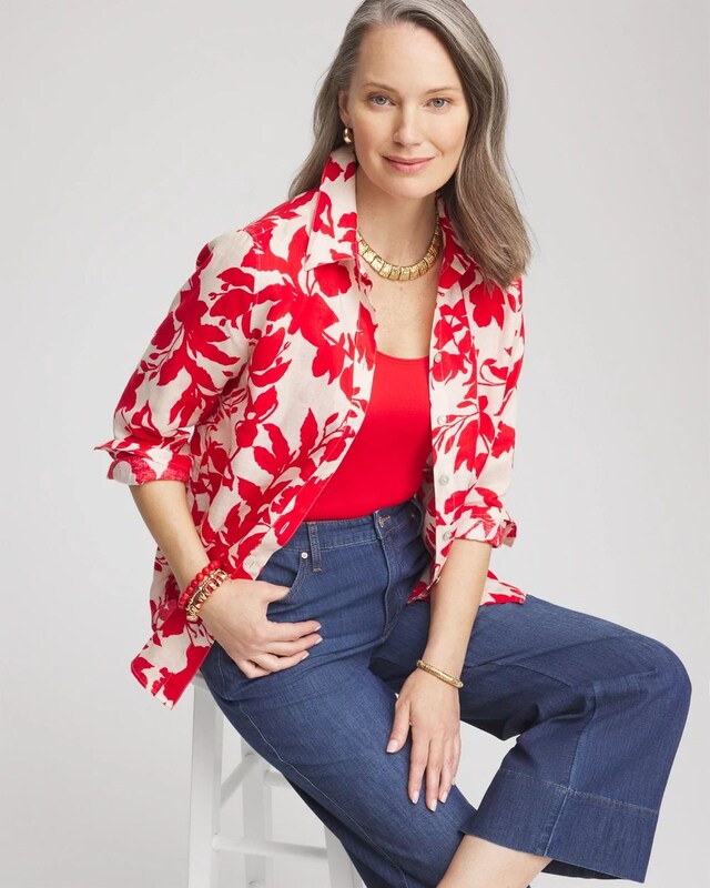 No Iron Floral Linen Shirt - image 2